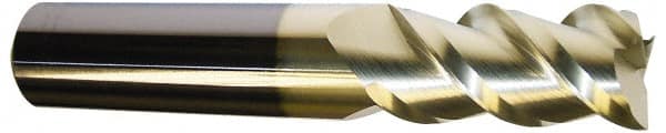 Accupro - 5/8", 1-1/4" LOC, 5/8" Shank Diam, 3-1/2" OAL, 3 Flute, Solid Carbide Square End Mill - Single End, ZrN Finish, Spiral Flute, 40° Helix, Centercutting, Right Hand Cut, Right Hand Flute - Exact Tooling