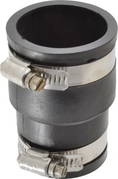Made in USA - 1-1/2 x 1-1/4" PVC Flexible Pipe Coupling with Clamp - 3-1/2" Long, Pipe x Pipe, Stainless Steel Clamp - Exact Tooling