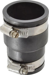 Made in USA - 1-1/2 x 1-1/4" PVC Flexible Pipe Coupling with Clamp - 3-1/2" Long, Pipe x Pipe, Stainless Steel Clamp - Exact Tooling