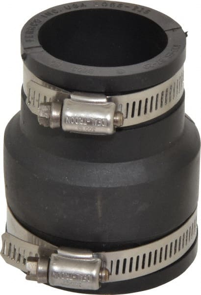 Made in USA - 2 x 1-1/2" PVC Flexible Pipe Coupling with Clamp - 3-1/2" Long, Pipe x Pipe, Stainless Steel Clamp - Exact Tooling