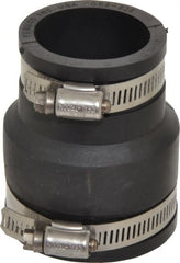 Made in USA - 2 x 1-1/2" PVC Flexible Pipe Coupling with Clamp - 3-1/2" Long, Pipe x Pipe, Stainless Steel Clamp - Exact Tooling