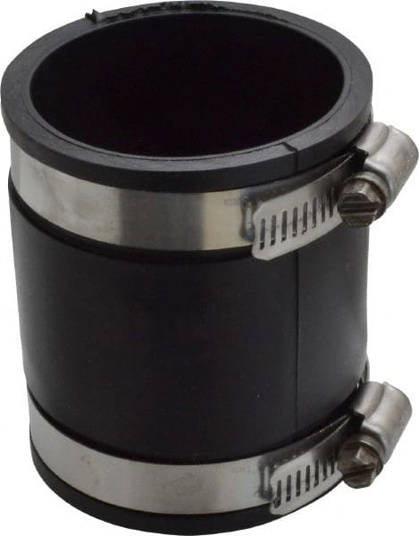 Made in USA - 2" PVC Flexible Pipe Coupling with Clamp - 3-1/2" Long, Pipe x Pipe, Stainless Steel Clamp - Exact Tooling