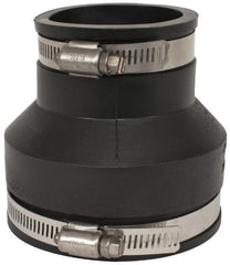 Made in USA - 3 x 2" PVC Flexible Pipe Coupling with Clamp - 4" Long, Pipe x Pipe, Stainless Steel Clamp - Exact Tooling