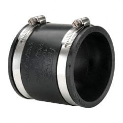 Made in USA - 3" PVC Flexible Pipe Coupling with Clamp - 4" Long, Pipe x Pipe, Stainless Steel Clamp - Exact Tooling
