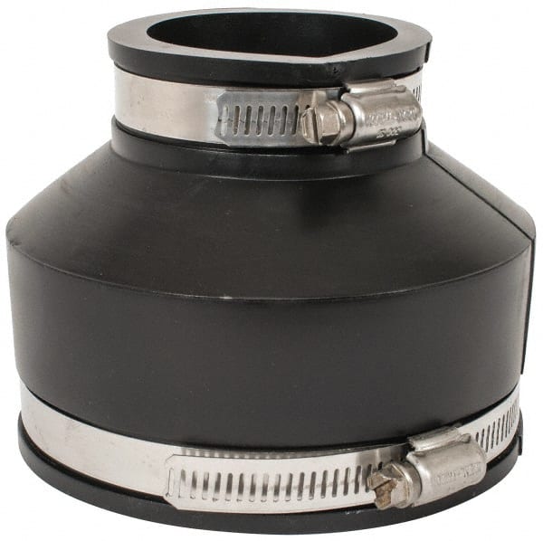 Made in USA - 4 x 2" PVC Flexible Pipe Coupling with Clamp - 4" Long, Pipe x Pipe, Stainless Steel Clamp - Exact Tooling