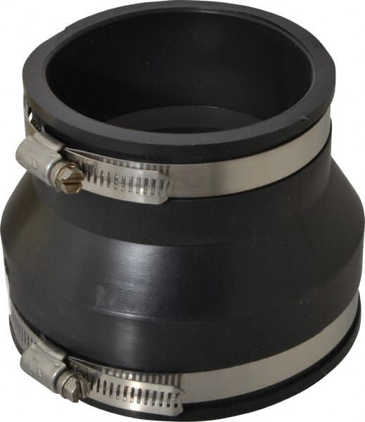 Made in USA - 4 x 3" PVC Flexible Pipe Coupling with Clamp - 4" Long, Pipe x Pipe, Stainless Steel Clamp - Exact Tooling