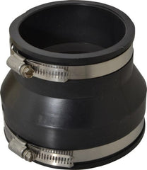 Made in USA - 4 x 3" PVC Flexible Pipe Coupling with Clamp - 4" Long, Pipe x Pipe, Stainless Steel Clamp - Exact Tooling