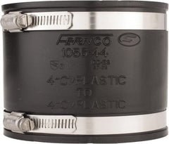 Made in USA - 4" PVC Flexible Pipe Coupling with Clamp - 4" Long, Pipe x Pipe, Stainless Steel Clamp - Exact Tooling