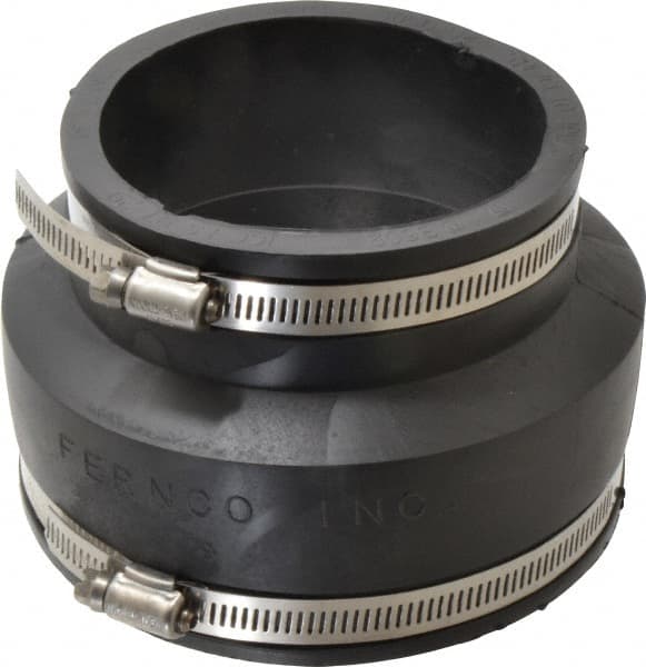 Made in USA - 5 x 4" PVC Flexible Pipe Coupling with Clamp - 4" Long, Pipe x Pipe, Stainless Steel Clamp - Exact Tooling