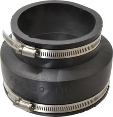 Made in USA - 5 x 4" PVC Flexible Pipe Coupling with Clamp - 4" Long, Pipe x Pipe, Stainless Steel Clamp - Exact Tooling