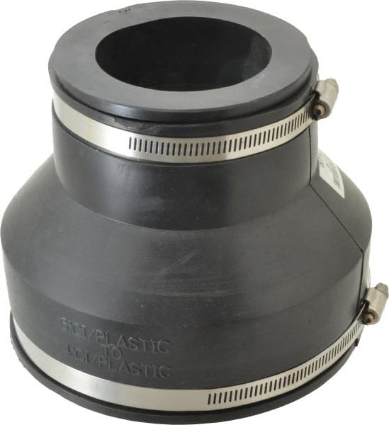 Made in USA - 6 x 3" PVC Flexible Pipe Coupling with Clamp - 6" Long, Pipe x Pipe, Stainless Steel Clamp - Exact Tooling
