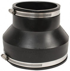 Made in USA - 6 x 4" PVC Flexible Pipe Coupling with Clamp - 6" Long, Pipe x Pipe, Stainless Steel Clamp - Exact Tooling