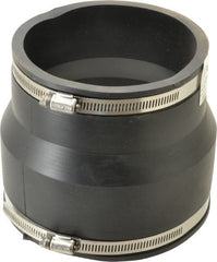 Made in USA - 6 x 5" PVC Flexible Pipe Coupling with Clamp - 6" Long, Pipe x Pipe, Stainless Steel Clamp - Exact Tooling