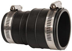 Made in USA - 1-1/2" PVC Flexible Pipe Coupling with Clamp - 4" Long, Socket x Pipe, Stainless Steel Clamp - Exact Tooling