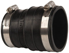 Made in USA - 2" PVC Flexible Pipe Coupling with Clamp - 4" Long, Socket x Pipe, Stainless Steel Clamp - Exact Tooling