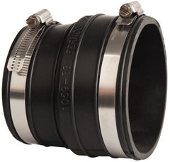 Made in USA - 3" PVC Flexible Pipe Coupling with Clamp - 4" Long, Socket x Pipe, Stainless Steel Clamp - Exact Tooling