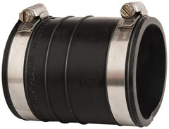 Made in USA - 2" PVC Flexible Pipe Coupling with Clamp - 4" Long, Socket x Socket, Stainless Steel Clamp - Exact Tooling