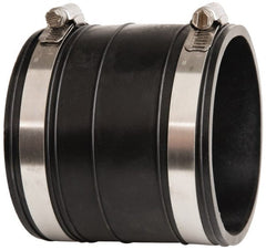 Made in USA - 3" PVC Flexible Pipe Coupling with Clamp - 4" Long, Socket x Socket, Stainless Steel Clamp - Exact Tooling