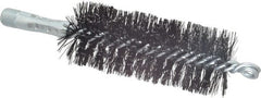 Schaefer Brush - 4-1/2" Brush Length, 1-3/4" Diam, Double Stem, Double Spiral Tube Brush - 7-1/2" Long, Tempered Steel Wire, 1/4" NPT Male Connection - Exact Tooling