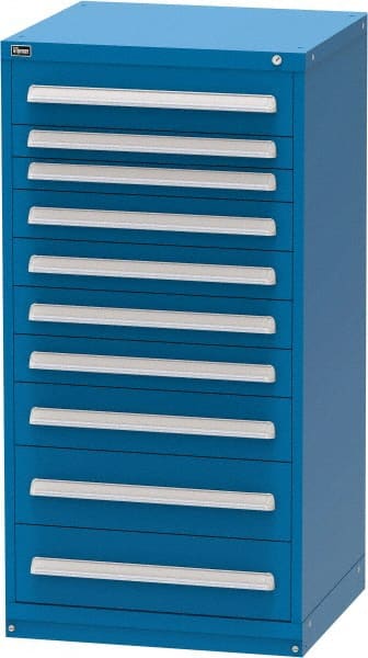 Vidmar - 10 Drawer, Modular Storage Cabinet - Steel, 30" Wide x 27-3/4" Deep x 59" High, Blue - Exact Tooling