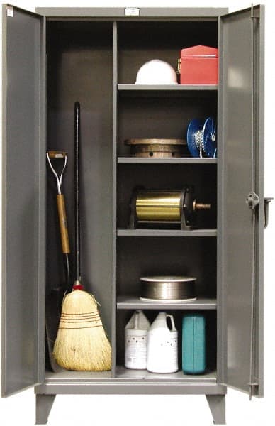 Strong Hold - 4 Shelf Locking Storage Cabinet - Steel, 72" Wide x 24" Deep x 78" High, Dark Gray - Exact Tooling