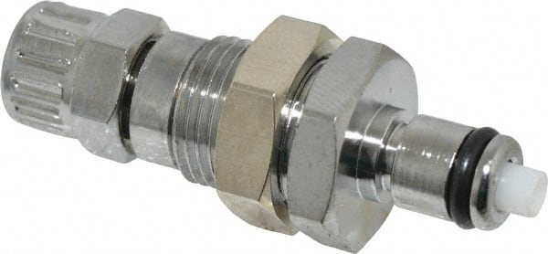 CPC Colder Products - PTF Brass, Quick Disconnect, Valved Panel Mount Coupling Insert - 250 Max psi, -40 to 180°F, 1.87" OAL x 0.63" Overall Height, Chrome Plated - Exact Tooling