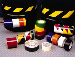 NMC - Magenta & Yellow Striped Vinyl Tape - 2" Wide x 108' Long x 0.002" Thick, General Traffic - Exact Tooling