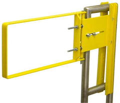 FabEnCo - Powder Coated Carbon Steel Self Closing Rail Safety Gate - Fits 17 to 18-1/2" Clear Opening, 21-1/2" Wide x 12" Door Height, 34 Lb, Yellow - Exact Tooling