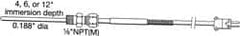 Thermo Electric - 0 to 750°F, T Pipe Fitting, Thermocouple Probe - 6 Ft. Cable Length, Stripped Ends, 9 Sec Response Time - Exact Tooling
