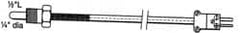 Thermo Electric - 0 to 221°F, T Pipe Plug, Thermocouple Probe - 5 Ft. Cable Length, Mini Connector, 10 Sec Response Time - Exact Tooling