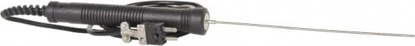Thermo Electric - 0 to 1335°F, Coiled Cable, J Small Diameter, Thermocouple Probe - 5 Ft. Cable Length, Mini Connector, 4 Inch Probe Sheath Length, 2 Sec Response Time - Exact Tooling