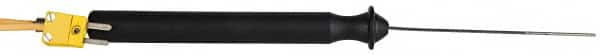 Thermo Electric - 0 to 2012°F, Coiled Cable, K Small Diameter, Thermocouple Probe - 5 Ft. Cable Length, Mini Connector, 4 Inch Probe Sheath Length, 2 Sec Response Time - Exact Tooling