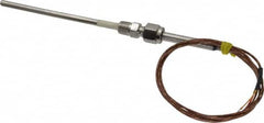 Thermo Electric - 0 to 2012°F, K Pipe Fitting, Thermocouple Probe - 6 Ft. Cable Length, Stripped Ends, 9 Sec Response Time - Exact Tooling