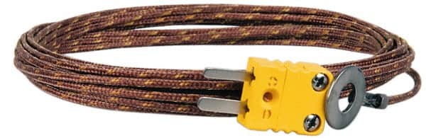 Thermo Electric - 0 to 900°F, K Surface, Thermocouple Probe - 25 Ft. Cable Length, Mini Connector, 15 Sec Response Time - Exact Tooling