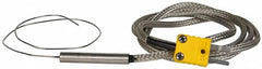 Thermo Electric - 0 to 2012°F, K Flexible, Thermocouple Probe - 3 Ft. Cable Length, Mini Connector, 12 Inch Probe Sheath Length, 4 Sec Response Time - Exact Tooling