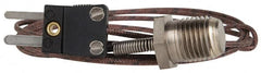 Thermo Electric - 0 to 221°F, J Pipe Plug, Thermocouple Probe - 5 Ft. Cable Length, Mini Connector, 10 Sec Response Time - Exact Tooling