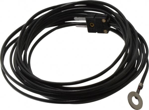 Thermo Electric - 0 to 221°F, J Surface, Thermocouple Probe - 25 Ft. Cable Length, Mini Connector, 15 Sec Response Time - Exact Tooling