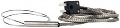 Thermo Electric - 0 to 1600°F, J Flexible, Thermocouple Probe - 3 Ft. Cable Length, Mini Connector, 12 Inch Probe Sheath Length, 3 Sec Response Time - Exact Tooling