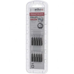Wiha - #1, Phillips & Insert Screwdriver Bit - 1/4" Drive, 1" OAL - Exact Tooling