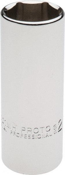 Proto - 3/8" Drive, Deep Hand Socket - 6 Points, 2-3/4" OAL, Chrome Finish - Exact Tooling