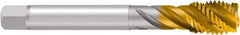 Emuge - 1/8-27 NPS, 45° Helix, 4 Flutes, Bottoming Chamfer, TiN Finish, Cobalt, Spiral Flute Pipe Tap - Right Hand Flute, 0.2756" Shank Diam, 0.7087" Thread Length, 0.2165" Square Size, Series Enorm - Exact Tooling