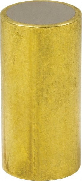 Mag-Mate - 3/8" Diam x 3/4" High, 0.2 Lb Average & 0.4 Lb Max Pull Force, Brass Alnico Shielded Magnet - 800°F Max Operating Temp, 0.032" Wall Thickness, Grade 5 Alnico - Exact Tooling