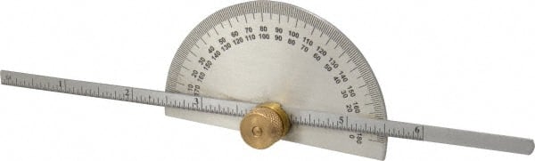 Value Collection - 0 to 6 Inch Rule Measurement Range, 0 to 180° Angle Measurement Range, Half Round Head Stainless Steel (Rule); Steel (Head) Protractor and Depth Gage - Accurate up to 0.5°, 1° Angle Graduation - Exact Tooling