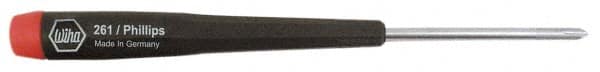 Wiha - #00, 4-5/8" OAL, Standard Phillips Screwdriver - 1-9/16" Blade Length, Ergonomic Handle - Exact Tooling