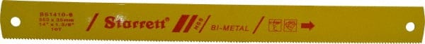 Starrett - 14" Long, 10 Teeth per Inch, Bi-Metal Power Hacksaw Blade - Toothed Edge, 1-3/8" Wide x 0.062" Thick - Exact Tooling
