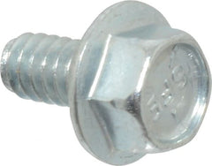 Value Collection - #10-24 UNC, 3/8" Length Under Head, Hex Drive Flange Bolt - 3/8" Thread Length, Grade 5 Steel, Serrated Flange, Zinc-Plated Finish - Exact Tooling