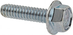Value Collection - #10-24 UNC, 3/4" Length Under Head, Hex Drive Flange Bolt - 3/4" Thread Length, Grade 5 Steel, Serrated Flange, Zinc-Plated Finish - Exact Tooling