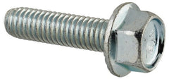 Value Collection - #10-32 UNF, 3/4" Length Under Head, Hex Drive Flange Bolt - 3/4" Thread Length, Grade 5 Steel, Serrated Flange, Zinc-Plated Finish - Exact Tooling