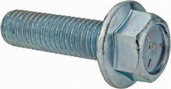 Value Collection - 1/2-13 UNC, 1-3/4" Length Under Head, Hex Drive Flange Bolt - 1-3/4" Thread Length, Grade 5 Steel, Serrated Flange, Zinc-Plated Finish - Exact Tooling