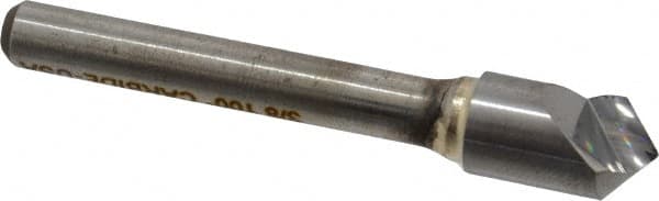 Hertel - 3/8" Head Diam, 1/4" Shank Diam, 1 Flute 100° Solid Carbide Countersink - Bright Finish, 2" OAL, Single End, Straight Shank, Right Hand Cut - Exact Tooling